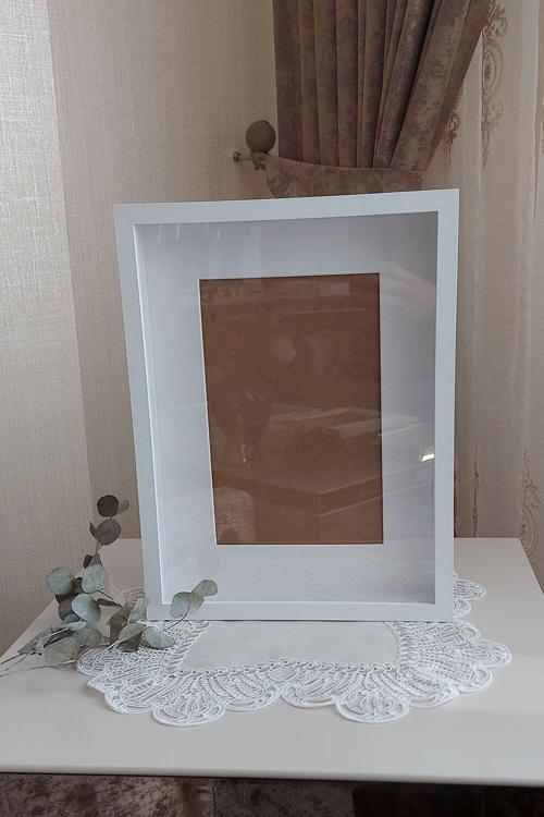 32X42 Cm Beyaz Gül Anı Çerçevesi! Fotoğraf Çerçevesi! Gül Anı Çerçevesi-Gelin Buketleri Için