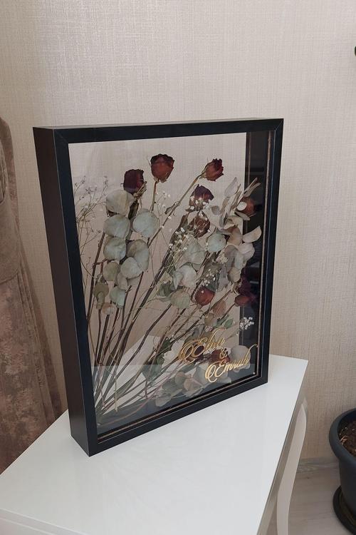 İsimli 40X50 Cm Çift Yönlü Derin Gül Çerçevesi! Gelin Buketi Çerçevesi!