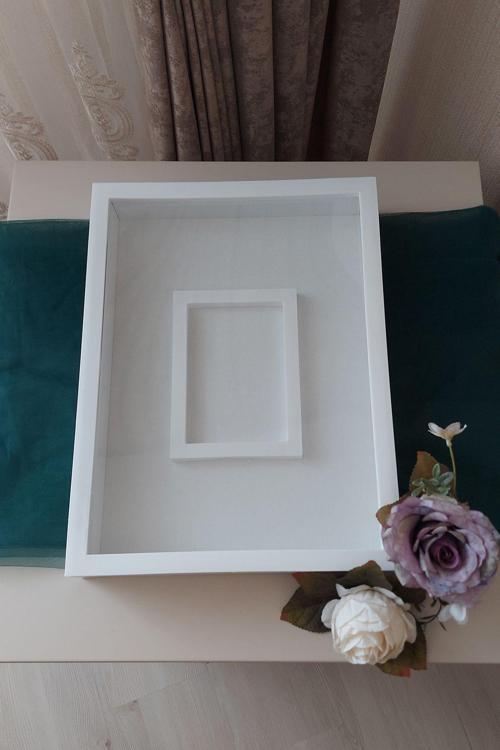 30X40 Cm Fotoğraf Bölümlü Gül Saklama Anı Çerçevesi-6 Cm Anı Çerçevesi Gül Kutusu