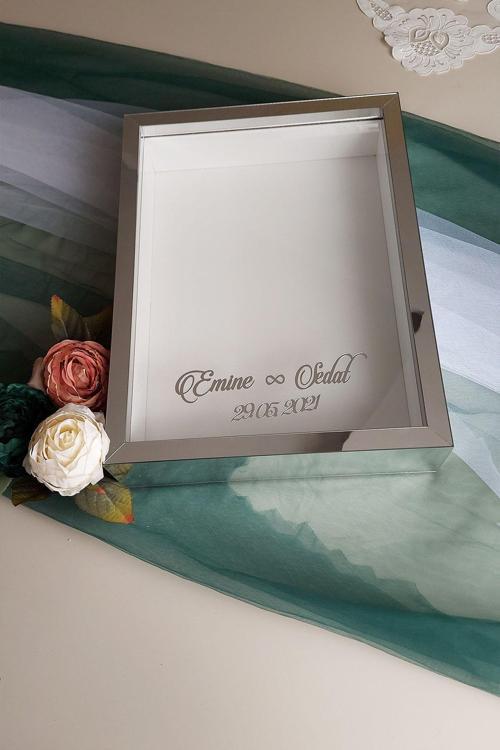 30X40 Cm Gümüş Pleksi Kaplı Derin Gül Anı Çerçevesi! Gül Kutusu-Hkm Ticaret