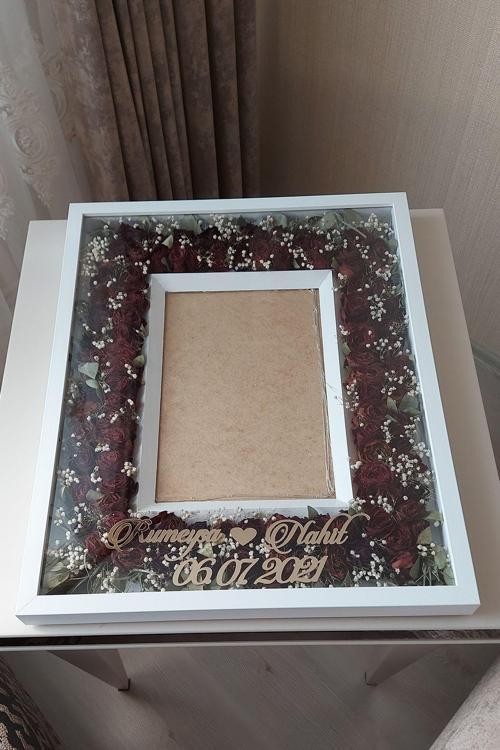 40X50 Cm Fotoğraf Bölümlü Anı Çerçevesi! Ledli Ve Isimli Gül Tablosu! Gül Kutusu!