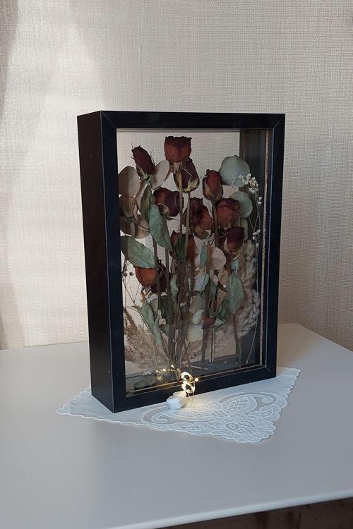 Ledli 25X35 Cm Çift Yönlü Derin Gül Çerçevesi! Gelin Buketi Çerçevesi!
