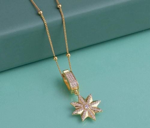 Altın Kaplama Top Zincirli 925 Ayar Gümüş Yıldız Kolye