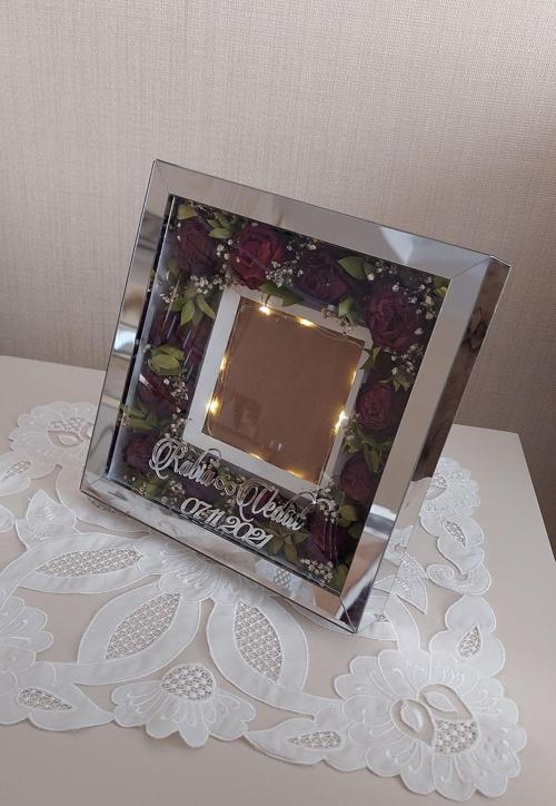 25X25 Cm Gümüş Kaplı Çerçeve! Ayna Fotoğraf Çerçevesi!