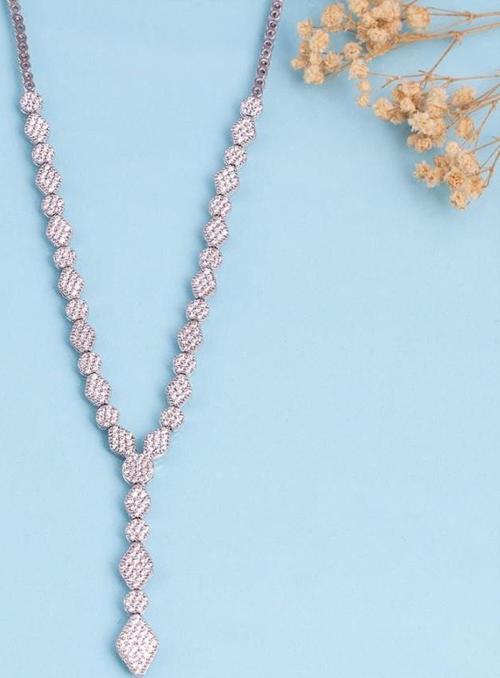 Baget Taşlı Rodyum Kaplama 925 Ayar Gümüş Kolye