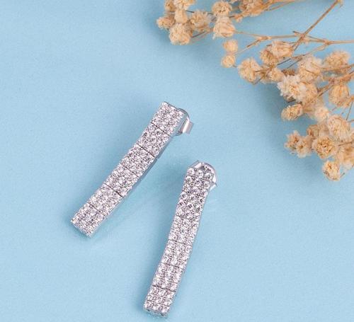 Pırlanta Model Su Yolu Süzme 925 Ayar Gümüş Küpe