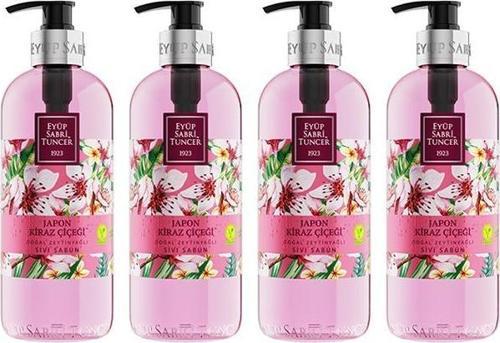 Japon Kiraz Çiçeği Doğal Zeytinyağlı Sıvı Sabun 500 ml - 4 Adet