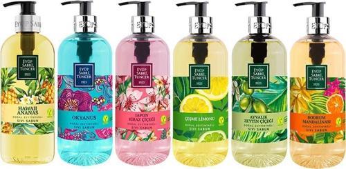 Sıvı Sabun Seti Ayvalık Zeytin Çiçeği, Çeşme Limonu, Japon Kiraz Çiçeği, Okyanus, Bodrum Mandalinası,