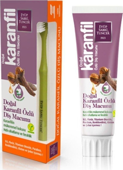 Doğal Karanfil Özlü Diş Macunu 75 ml + Diş Fırçası Hediyeli