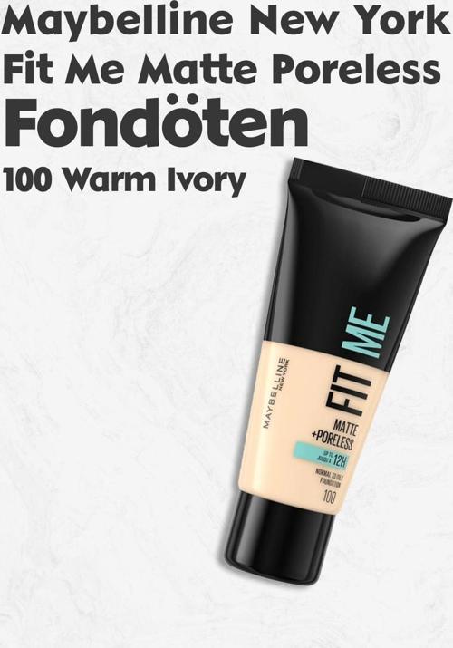 Maybelline Fit Me Matte Poreless Fondöten 100 Warm Ivory