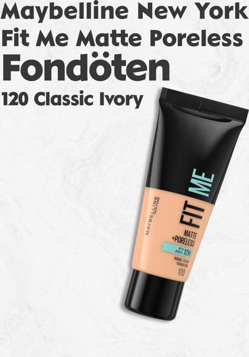 Maybelline Fit Me Matte Poreless Fondöten 120 Classic Ivory