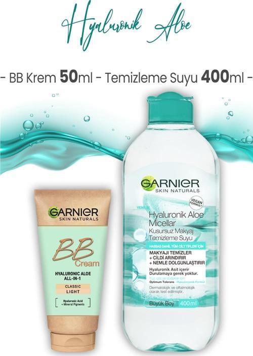 Micellar Temizleme Suyu Hyaluronik Aloe 400 ml ve BB Krem Açık Ton 50 ml