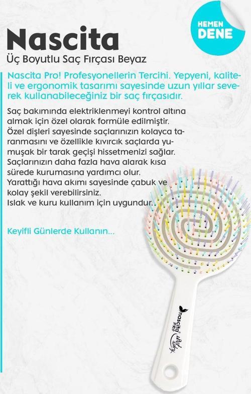 Üç Boyutlu Saç Fırçası Beyaz
