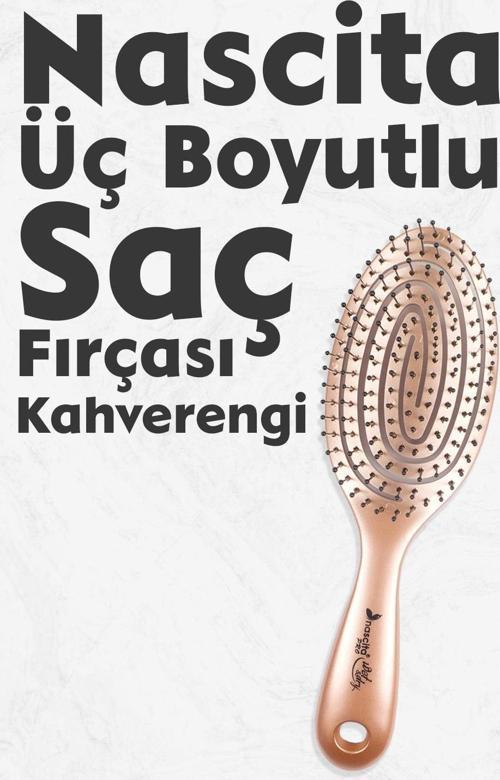 Üç Boyutlu Oval Saç Fırçası Kahverengi