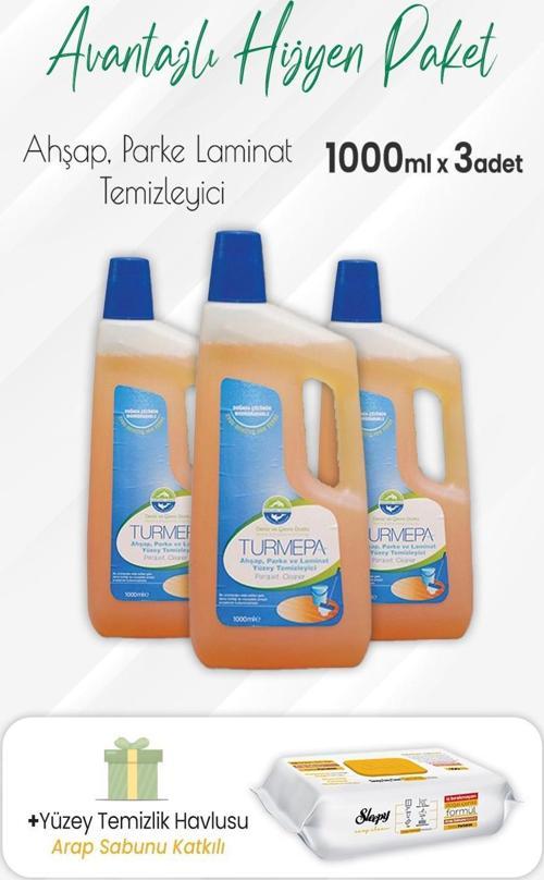 Ahşap, Parke Temizleyici 1 lt x 3 Adet ve Arap Sabunlu Yüzey Temizlik 100' lü