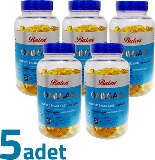 Omega 3 Norveç Balık Yağı Trigliserid 1380MG x 200 Kapsül x 5 Kutu