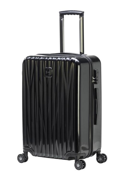 Orta Boy %100 Polikarbon Valiz Parlak Siyah 1815