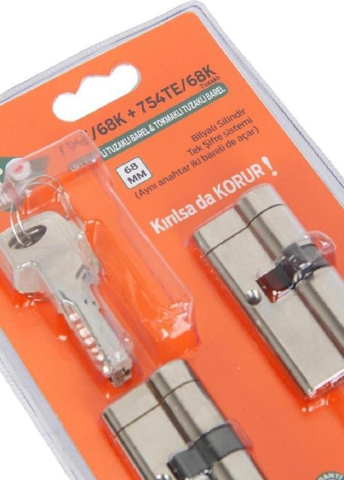 İto Tuzaklı İkiz Barel Birbirini Açar Set 68MM Çelik Kapı Kilidi
