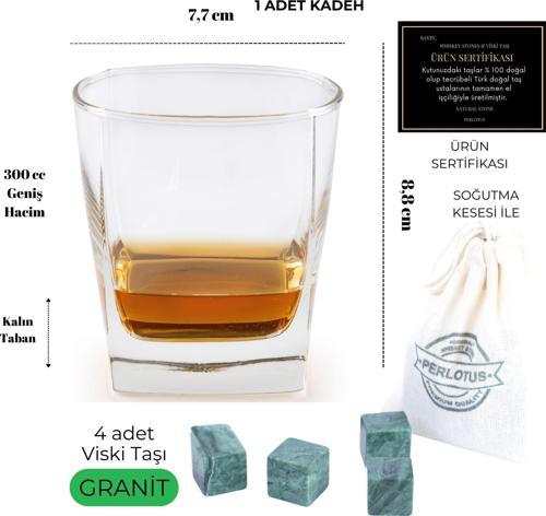 300 cc Sterlin Viski Bardağı ve Granit Viski Taşı