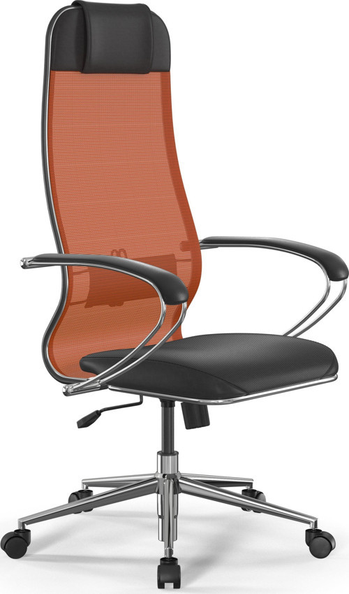 Deri ve Fileli Ofis Koltuğu - Yönetici Sandalyesi SIT10-B1-115D / 0011161 Turuncu-Siyah