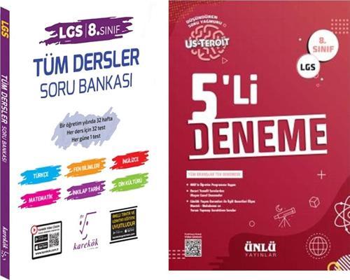 Karekök Yayınları 8.Sınıf LGS Tüm Dersler Soru Bankası ve Ünlü 5 li Deneme Seti 2 Kitap