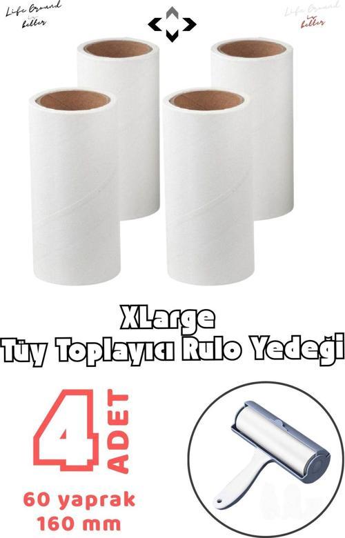 4 Adet Xlarge Tüy Toplayıcı Rulo Yedeği Büyük Boy Yedek (Yalnızca Yedek Rulo)