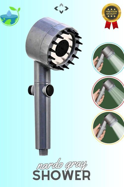 Nardo Gray Basınçlı 3 Kademeli Turbo Duş Başlığı Masajlı Duş Başlığı Start-Stop