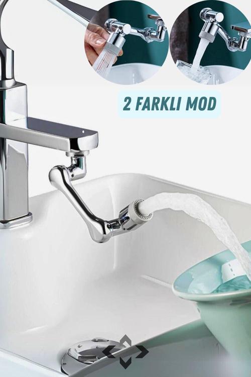 1080° Krom Musluk Ucu Çok Fonksiyonlu Batarya Ucu 2 Farklı Mod Filtreli Musluk Başı Perlatör Musluk