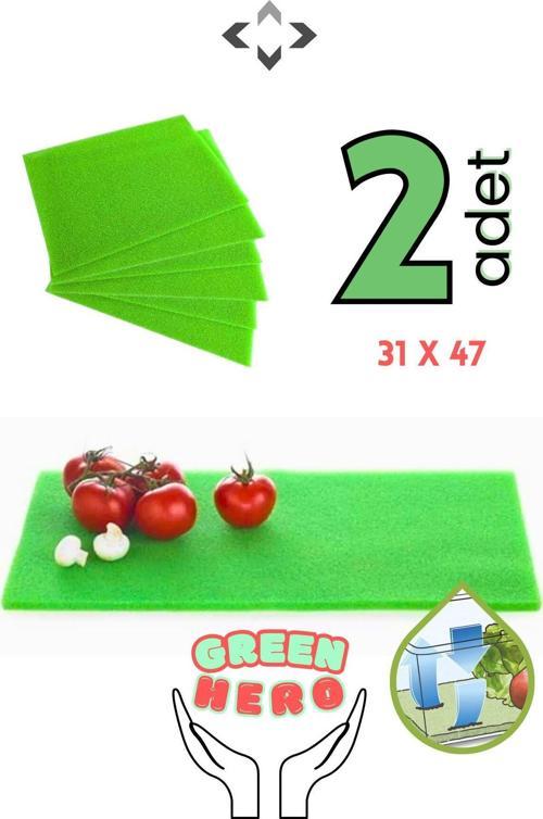 Green Hero 2 Adet Gıda Koruyucu Buzdolabı/Dondurucu Matı Yeşil Nem Önleyici Mat 31X47X0,8