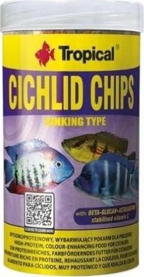 Cichlid Chips Cichlid Balıkları için Renklendirici Cips Balık Yemi 1000 Ml 520 Gr