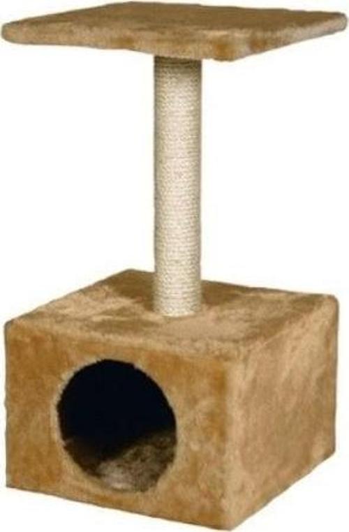 Ametist Tırmalama Direkli Katlı Kedi Evi 30x30x55 Cm Bej