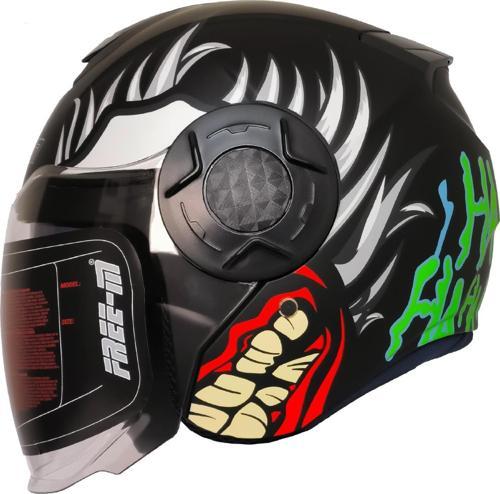 Motosiklet Yarım Kask Double Güneş Vizörlü Sertifikalı Abs Material X-Black