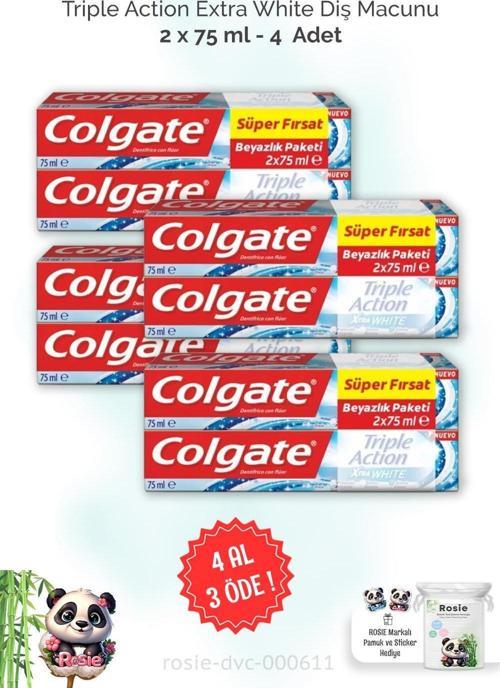 4 AL 3 ÖDE Colgate Triple Action Extra White Diş Macunu 2 x 75 ml ve ROSIE