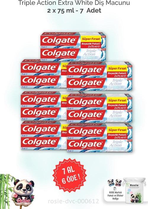 7 AL 6 ÖDE Colgate Triple Action Extra White Diş Macunu 2 x 75 ml ve ROSIE