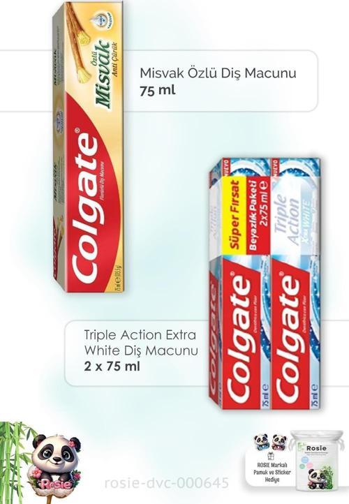 Misvak Özlü  75 ml, Triple Action Extra White 2 x 75 ml Diş Macunu ve ROSIE