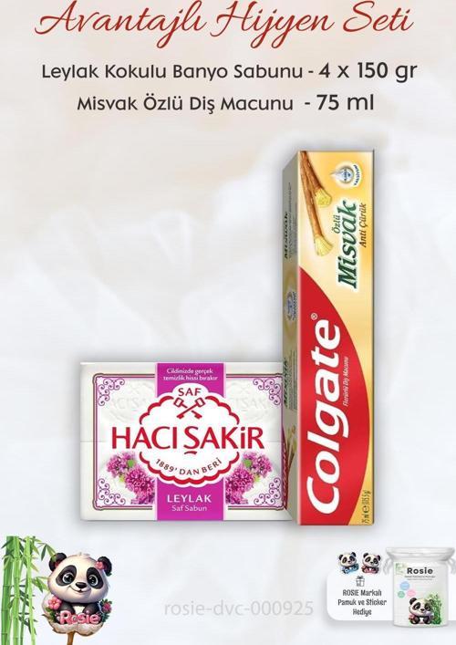 Misvak Özlü Diş Macunu 75 ml,  H. Şakir Leylak Kokulu Banyo Sabunu 4 x 150 gr ve ROSIE