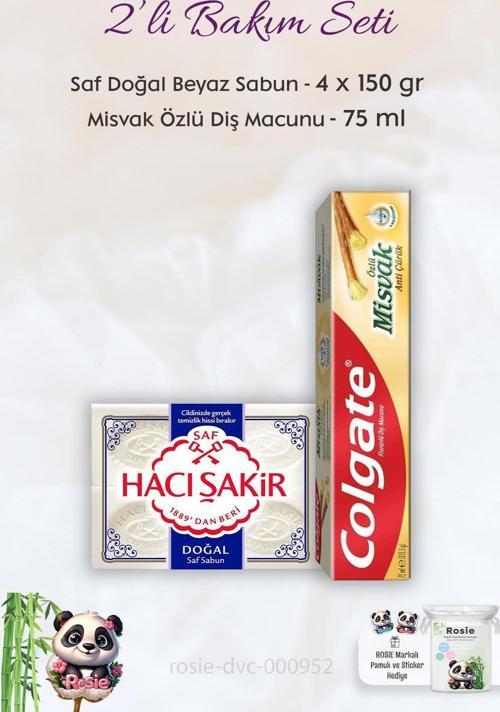 Misvak Özlü Diş Macunu 75 ml,  H. Şakir Saf Doğal Sabun 4 x 150 gr ve ROSIE