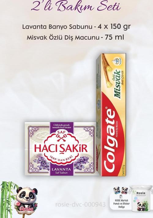 Misvak Özlü Diş Macunu 75 ml, H. Şakir Lavanta Kokulu Banyo Sabunu 4 x 150 gr ve ROSIE