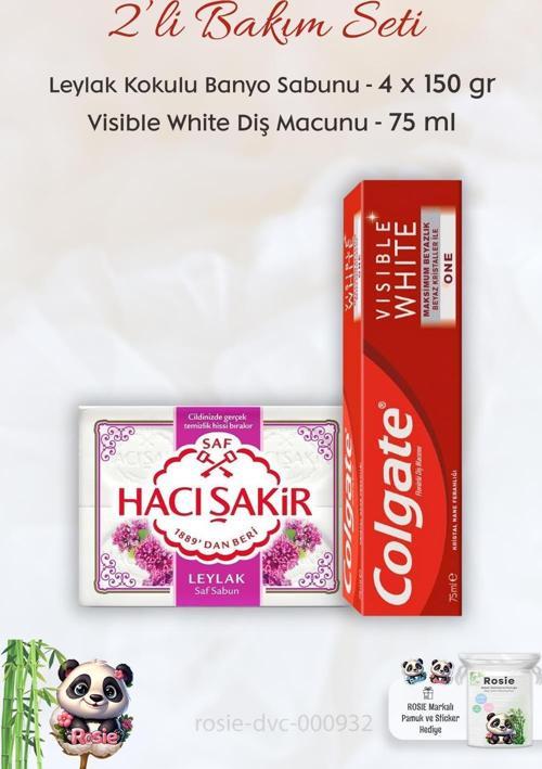 Visible White Diş Macunu 75 ml,  H. Şakir Leylak Kokulu Banyo Sabunu 4 x 150 gr ve ROSIE