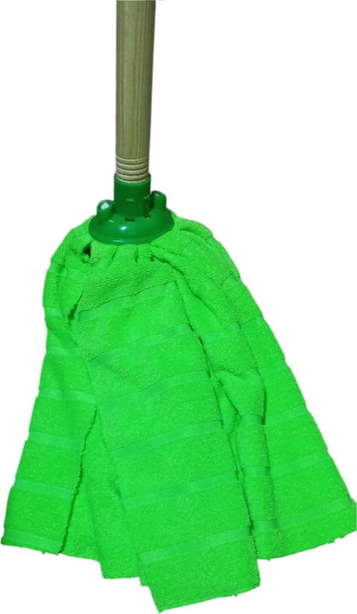 1 Adet Mop 1 Adet Ahşap Sapı İle Takım Mikrofiber Mop Paspas Yeşil