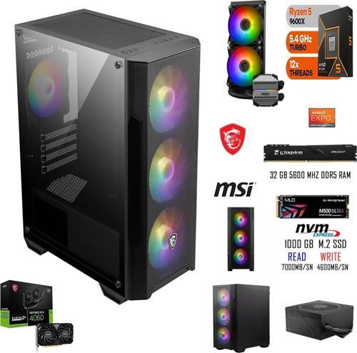 AMD RYZEN 5 9600X 32 GB RAM 1 TB SSD RTX 4060 SIVI SOĞUTMA MSİ GAMİNG PC