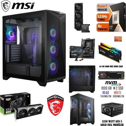 AMD RYZEN  7 9800X3D 64 GB RAM 1 TB SSD RTX 5080 SIVI SOĞUTMA LI OYUN CANAVARI