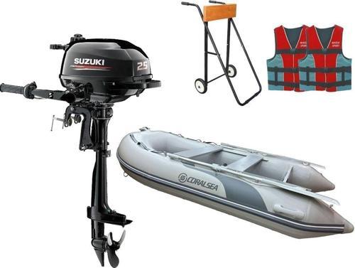 2.5 HP Deniz Motoru + Coralsea 290 Ahşap Tabanlı Bot