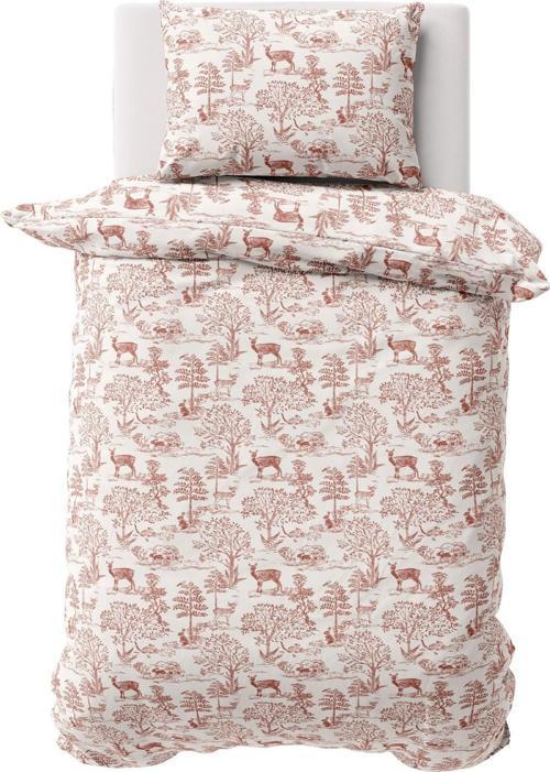 Makiteks Yüzde Yüz Pamuk Geyik Orman Temalı 160x220 cm Tek Kişilik Nevresim ve 2 Yastık Kılıfı Seti