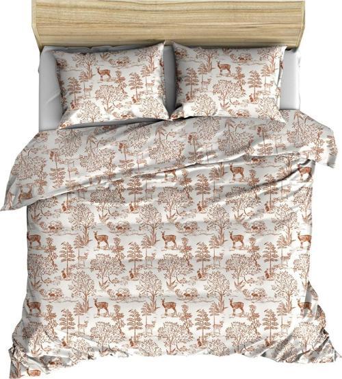 Makiteks Yüzde Yüz Pamuk Geyik Orman Temalı 200x220 cm Çift Kişilik Nevresim ve 2 Yastık Kılıfı Seti