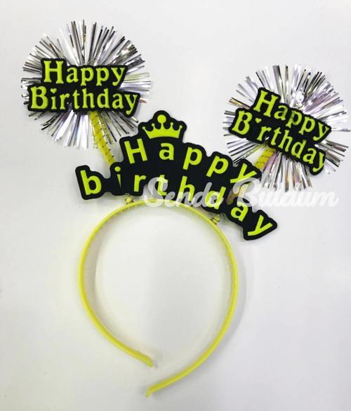 Happy Birthday Neon Renk Doğum Günü Tacı 12 Adet