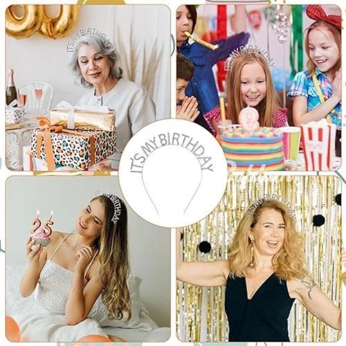 Kristal Taşlı Gümüş Renk İt39s My Birthday Yazılı Doğum Günü Parti Tacı 14x16 Cm