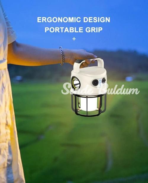 Ps22025 Çift Işıklı Typec Powerbank Özellikli Taşınabilir Şarj Edilebilir Kamp Lambası