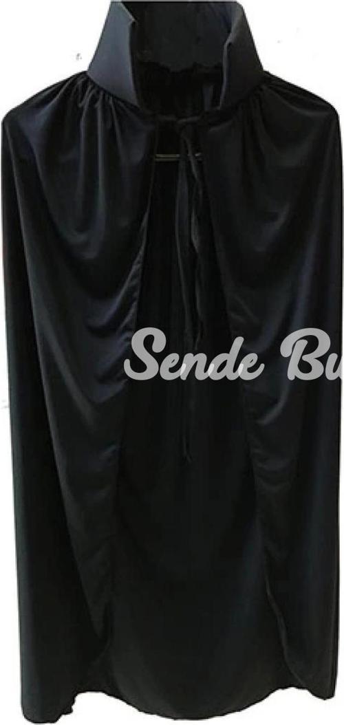 Siyah Yakalı Pelerin  Vampir Pelerin  Dracula Pelerin 90 Cm