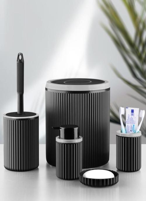 Le paris Yuvarlak 5 Parça Banyo Seti - Siyah